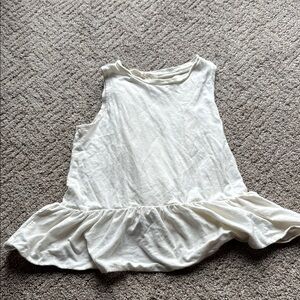 White Sleeveless Ruffle Hem Top